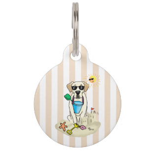 夏ビーチイエロー・ラブラドール・レトリーバーラブラドールレトリエバードッグ ペット　ネームタグ