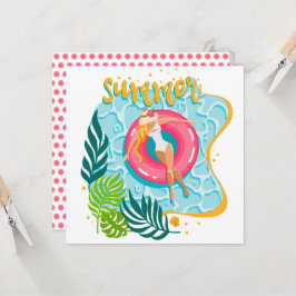 夏ビーチガールグリーティングカード カード