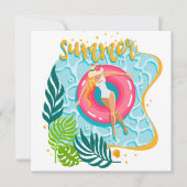 夏ビーチガールグリーティングカード カード (正面)