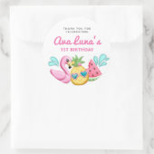 夏ビーチガール誕生日フライトラウンドスティッカー ラウンドシール (バッグ)