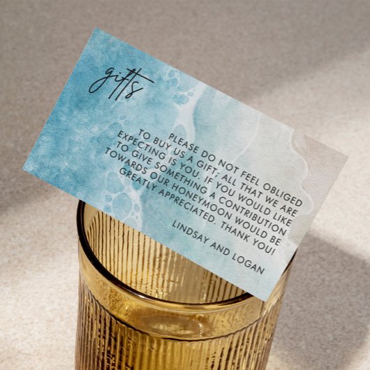 夏ビーチギフト登録新婚旅行結婚基金 エンクロージャーカード