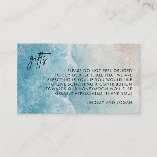 夏ビーチギフト登録新婚旅行結婚基金 エンクロージャーカード (正面)