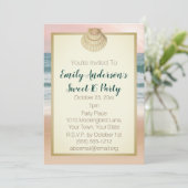 夏ビーチクリームシーシェルピンクサンセットスウィート16 招待状 (スタンド正面)