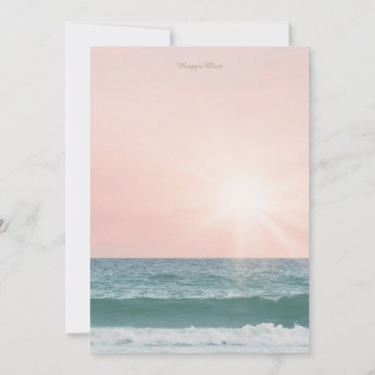 夏ビーチテーマピンクサンセットスウィート16誕生日 招待状 (裏面)