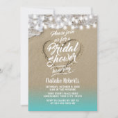 夏ビーチハート素朴ブライダルシャワー 招待状 (正面)