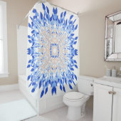 夏ビーチブルーピンクベージュフローラ シャワーカーテン (インサイチュ)