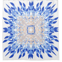 夏ビーチブルーピンクベージュフローラ シャワーカーテン