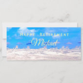 夏ビーチブルーホワイトハッピーリタイアメントカード (正面)