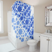 夏ビーチブルーモロッコタイル シャワーカーテン (インサイチュ)