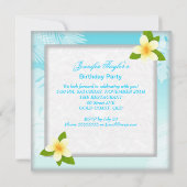 夏ビーチプールカクテルティール(緑がかった色)誕生日パーティー 招待状 (裏面)