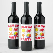 夏ビーチプールパーティーサンビーチボールカニ ワインラベル (ボトル)