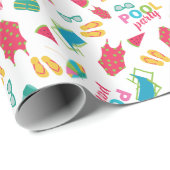 夏ビーチプールパーティー誕生日カラフルかわいい ラッピングペーパー (ロールコーナー)