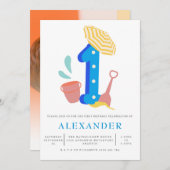 夏ビーチボーイズ1st誕生日パーティー 招待状 (正面/裏面)