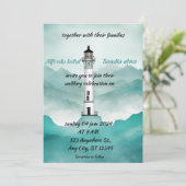 夏ビーチライトハウス水結婚色の 招待状 (スタンド正面)