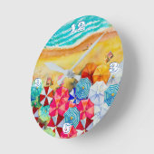 夏ビーチ傘の丸時計 ラウンド壁時計 (傾斜)