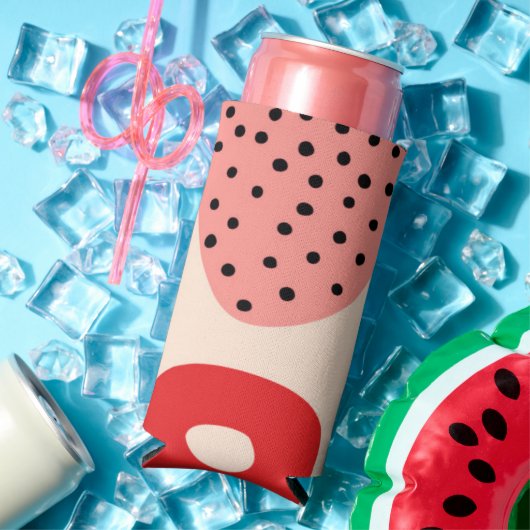 夏ビーチ抽象芸術パターカラフルンレインボー スリム缶クーラー (インサイチュ 夏)