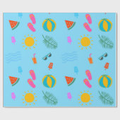 夏ビーチ模様誕生日包装紙 ラッピングペーパー (フラット)