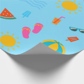 夏ビーチ模様誕生日包装紙 ラッピングペーパー (角)