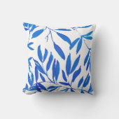夏ビーチ沿岸ブルー葉プリント クッション (正面)
