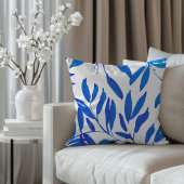 夏ビーチ沿岸ブルー葉プリント クッション