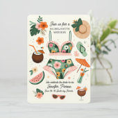 夏ビーチ熱帯バチェロレッテ週末パーティー 招待状 (スタンド正面)