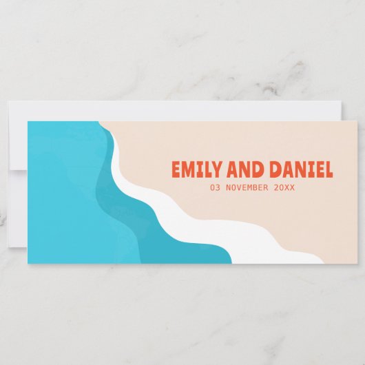 夏ビーチ行き先搭乗券結婚の 招待状 (裏面)