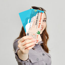 夏ビーチ行き先搭乗券結婚の 招待状