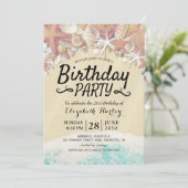 夏ビーチ誕生日パーティースターフィッシュシーシェル 招待状 (スタンド正面)