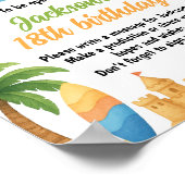 夏ビーチ誕生日パーティータイムカプセルサイン ポスター (角)