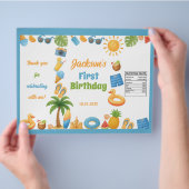 夏ビーチ誕生日パーティーチップバッグラッパー チラシ (手)