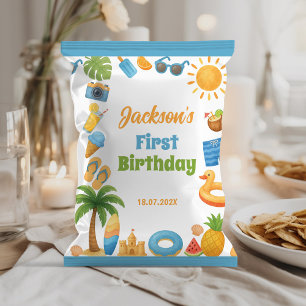 夏ビーチ誕生日パーティーチップバッグラッパー チラシ