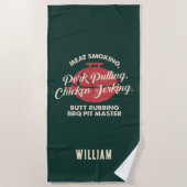 夏ビーチBBQピットマスターグリーンカスタム ビーチタオル (正面)