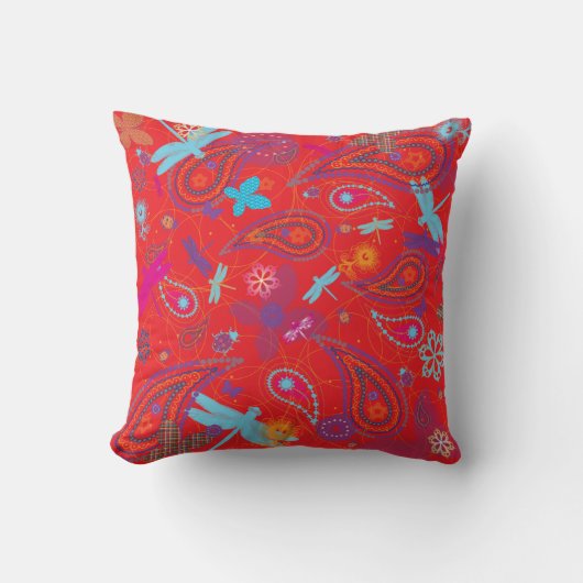 "夏ピクニック"のレトロの赤2のパターン(の模様が)あるなアメリカ人M クッション (正面)