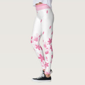 夏ピンク花水彩花ウェアラブル レギンス (左)