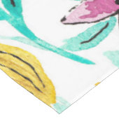 夏ピンク黄色の花水色パターン テーブルクロス (アングル)