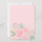 夏ピンモダンクグリーンフローラ金ゴールドブライダルシャワー 招待状 (裏面)