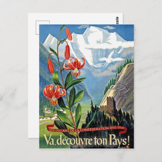 夏フランスののアルプス，フランス，ヴィンテージ旅行 ポストカード (正面/裏面)