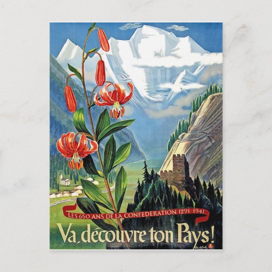 夏フランスののアルプス,フランス,ヴィンテージ旅行 ポストカード (正面)