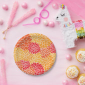 夏フローラオレンジ/黄/赤 ペーパープレート (パーティー)