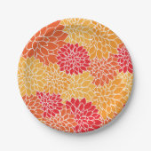 夏フローラオレンジ/黄/赤 ペーパープレート (正面)