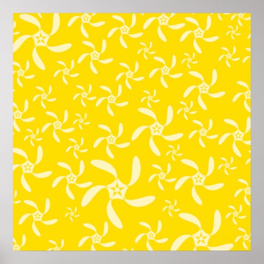 夏フローラデザイン。サニーイエロー。 ポスター (正面)