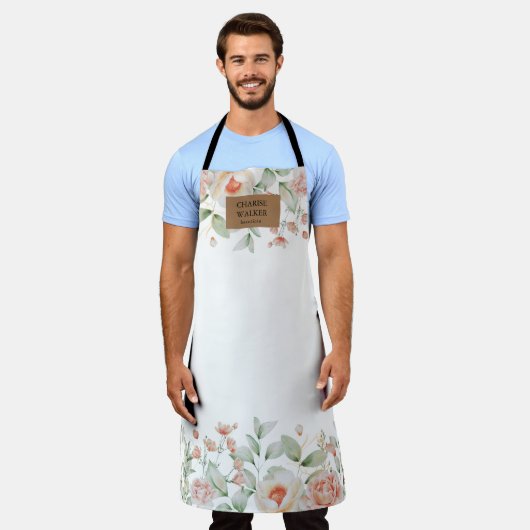 夏フローラメイクアップアーティストサロンモノグラムエプロン エプロン (着用した状態)