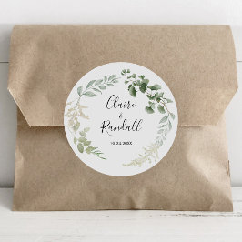 夏フローラ緑結婚の葉 ラウンドシール
