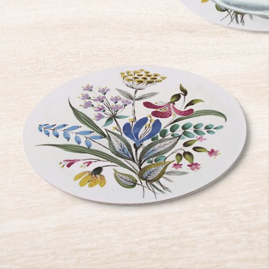 夏ブーケ ラウンドペーパーコースター (アングル)