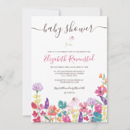 夏プレス乾燥野花ベビーシャワー 招待状