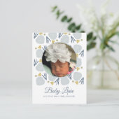 夏ベビービーチテーマ縁ど写真誕生発表 案内ポストカード (スタンド正面)