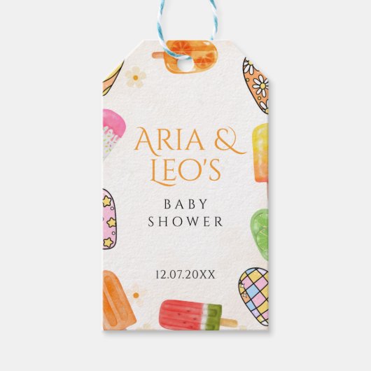 夏ポプシクルベビーシャワーメッセージカード ギフトタグ (正面)