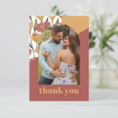 夏マスタード赤フローラ植物写真結婚ズ サンキューカード (スタンド正面)