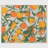 夏ミカン柑橘系果実花パターン ラッピングペーパー (フラット)