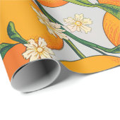 夏ミカン柑橘系果実花パターン ラッピングペーパー (ロールコーナー)